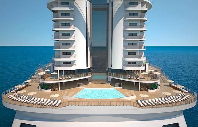 Artist rendering: The MSC Seaside, newly launched in December 2017.